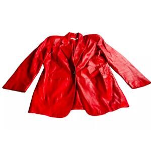 Evan Davies Womens Classic Cherry Red Nappa Lamb Leather Jacket Coat Size 4